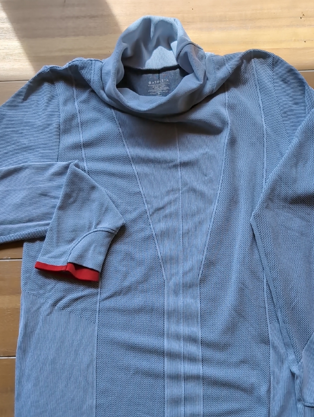 Athleta Light gray/Red Lightweight Turtleneck Long Sleeve